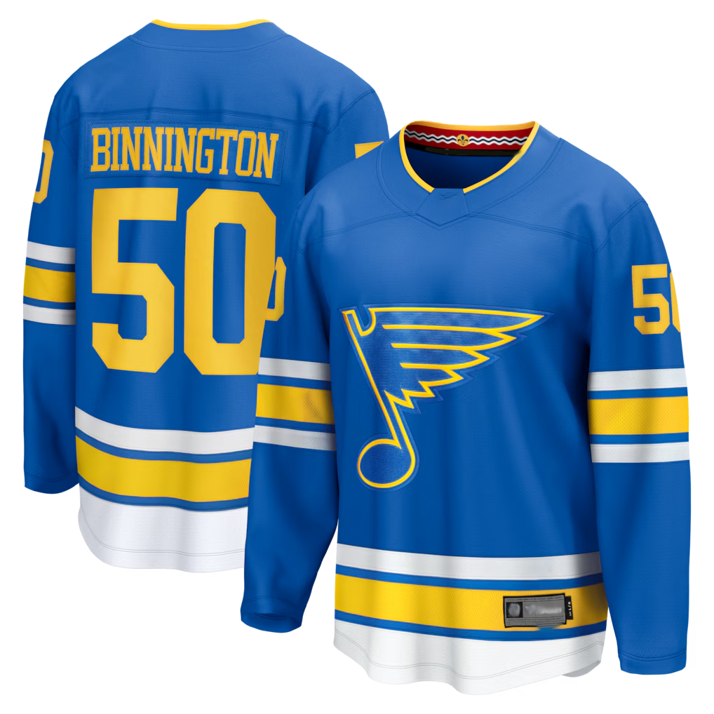 MATTH St.L.Blues #50 Jordan Binnington Blue Home Breakaway Jerseys
