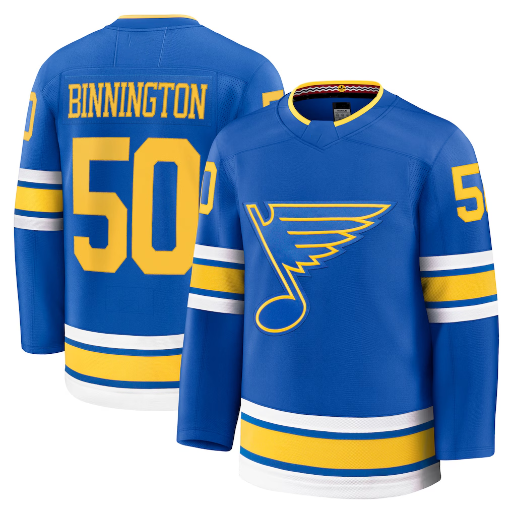MATTH St.L.Blues #50 Jordan Binnington Blue Home Premium Player Jerseys