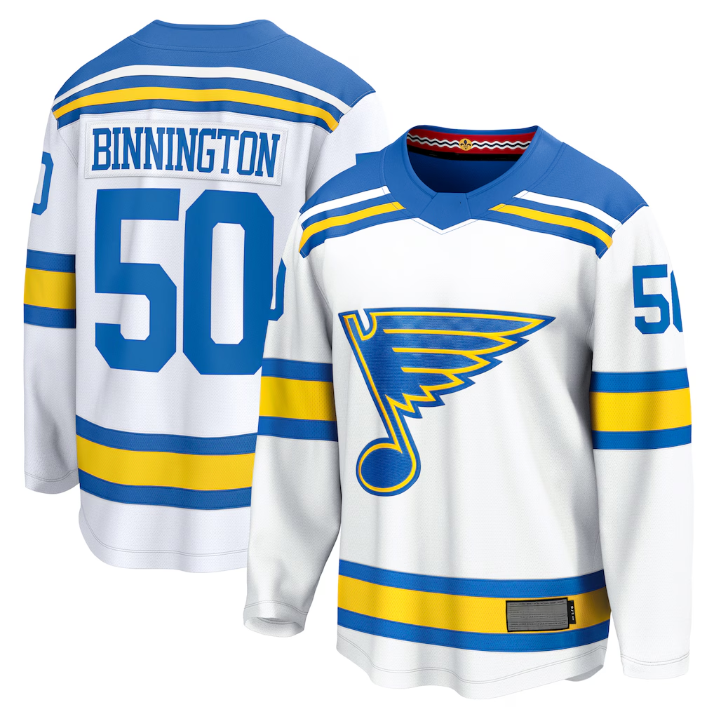 MATTH St.L.Blues #50 Jordan Binnington White Away Breakaway Player Jerseys