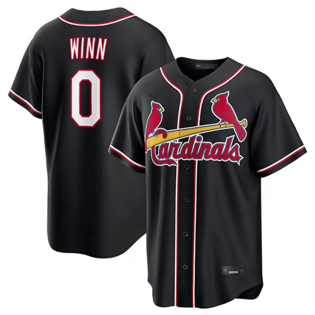 MATTH St. Louis Cardinals #0 Masyn Winn Player Black Carbon Fashio Game Stitched Jerseys