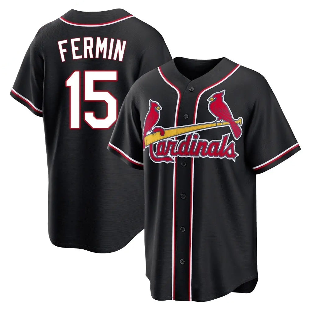 MATTH St. Louis Cardinals #15 Jose Fermin Player Black Carbon Fashio Game Stitched Jerseys