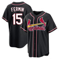 MATTH St. Louis Cardinals #15 Jose Fermin Player Black Carbon Fashio Game Stitched Jerseys