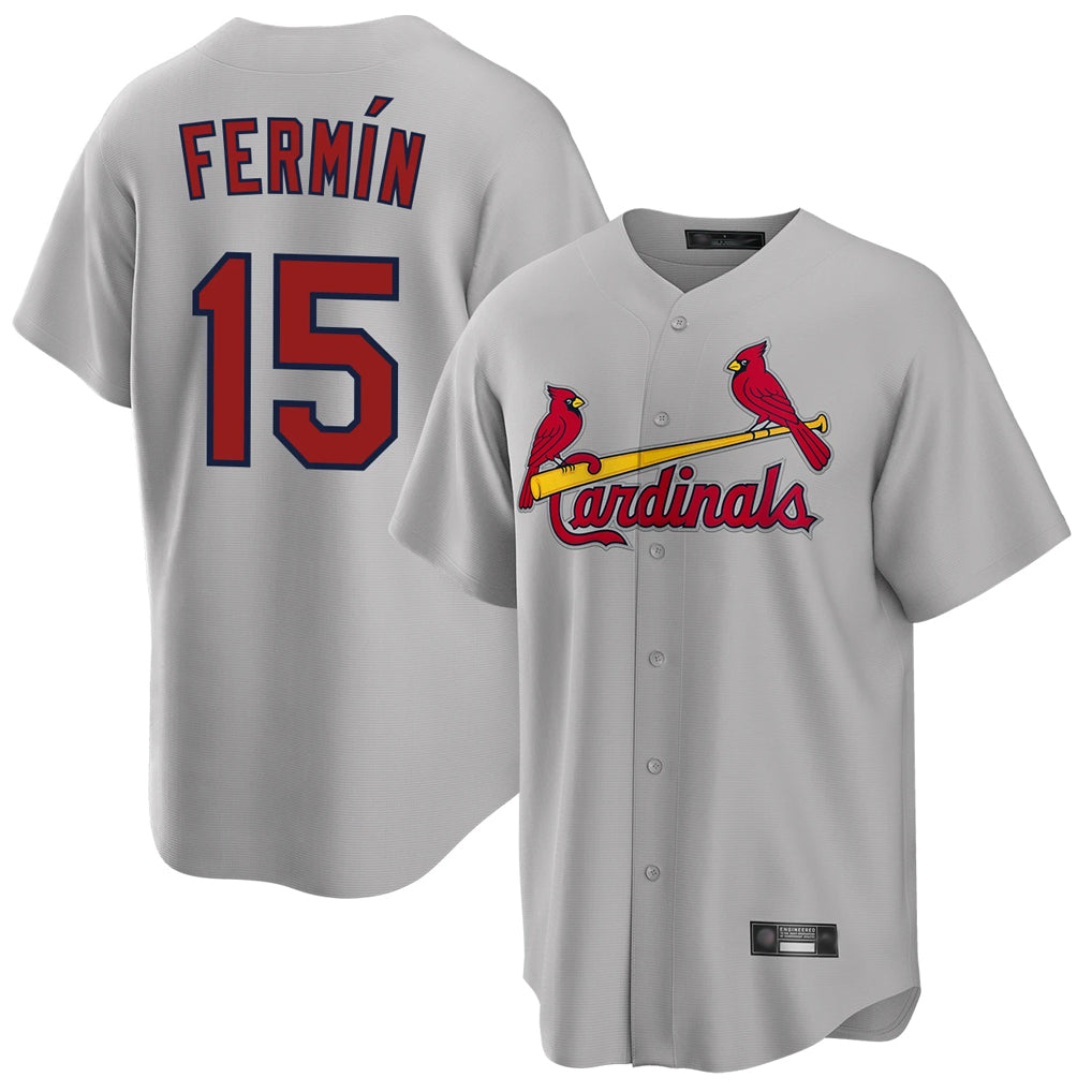 MATTH St. Louis Cardinals #15 Jose Fermin Player Gray Home Game Stitched Jerseys