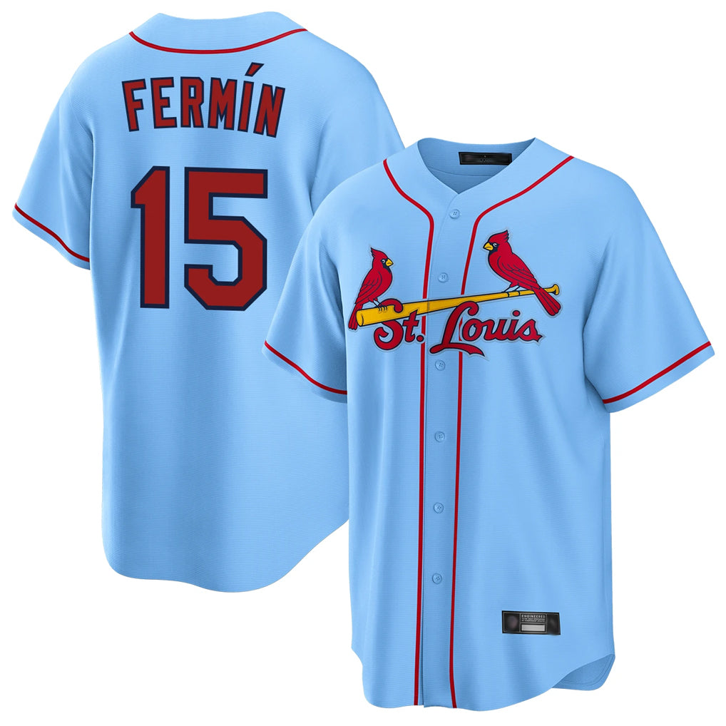 MATTH St. Louis Cardinals #15 Jose Fermin Player Light Blue Home Game Stitched Jerseys