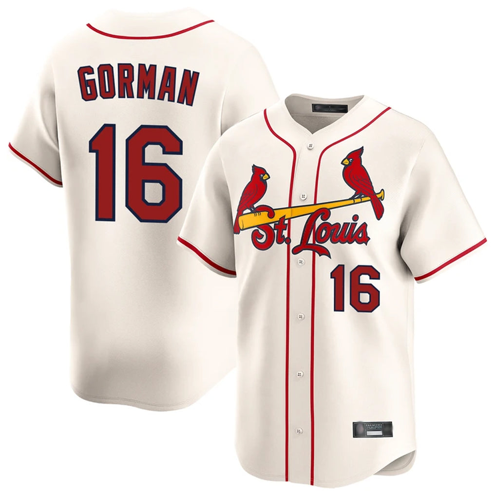 MATTH St. Louis Cardinals #16 Nolan Gorman Player Cream Home Limited Stitched Jerseys