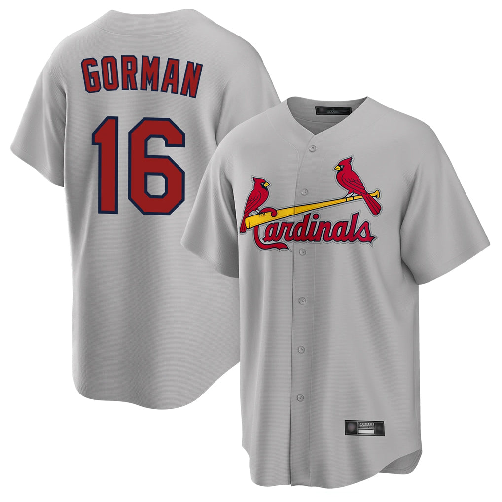 MATTH St. Louis Cardinals #16 Nolan Gorman Player Gray Home Game Stitched Jerseys