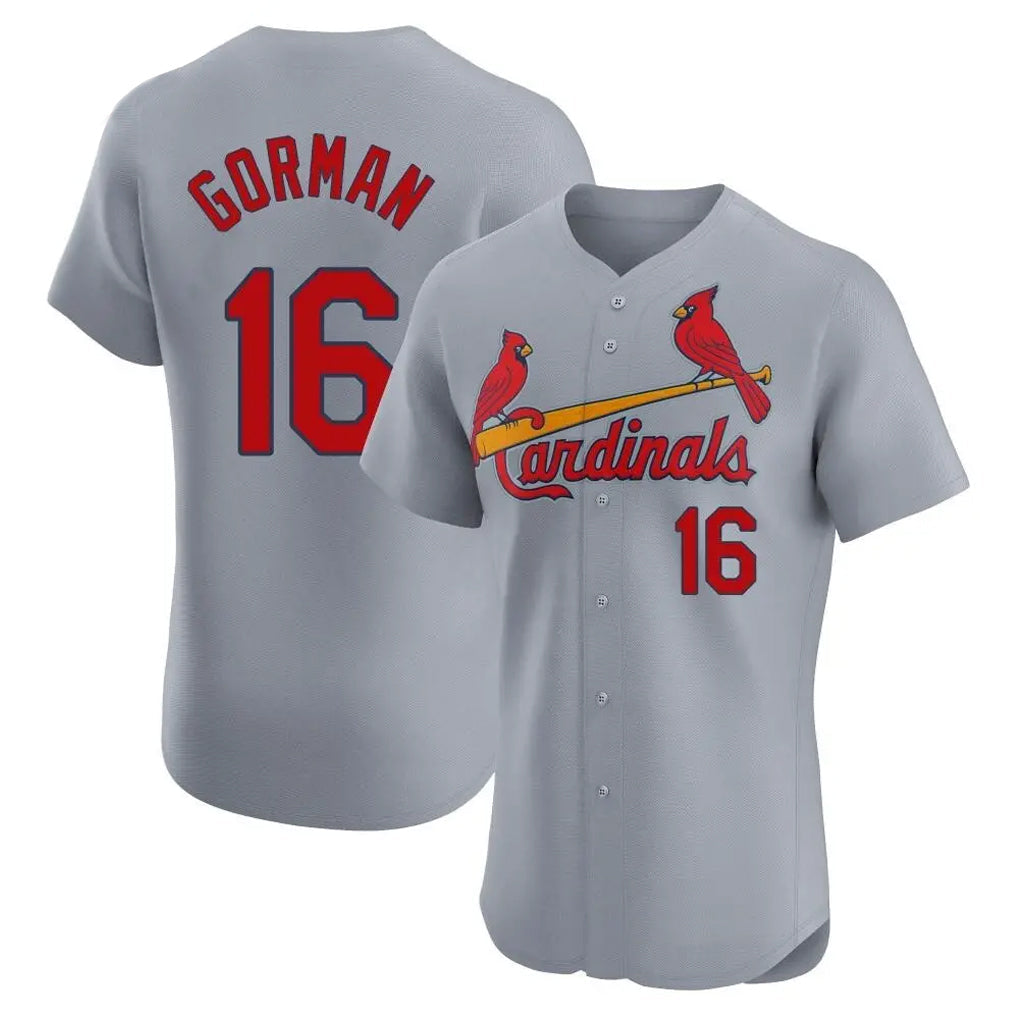 MATTH St. Louis Cardinals #16 Nolan Gorman Player Gray Home Limited Elite Stitched Jerseys
