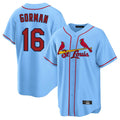 MATTH St. Louis Cardinals #16 Nolan Gorman Player Light Blue Home Game Stitched Jerseys