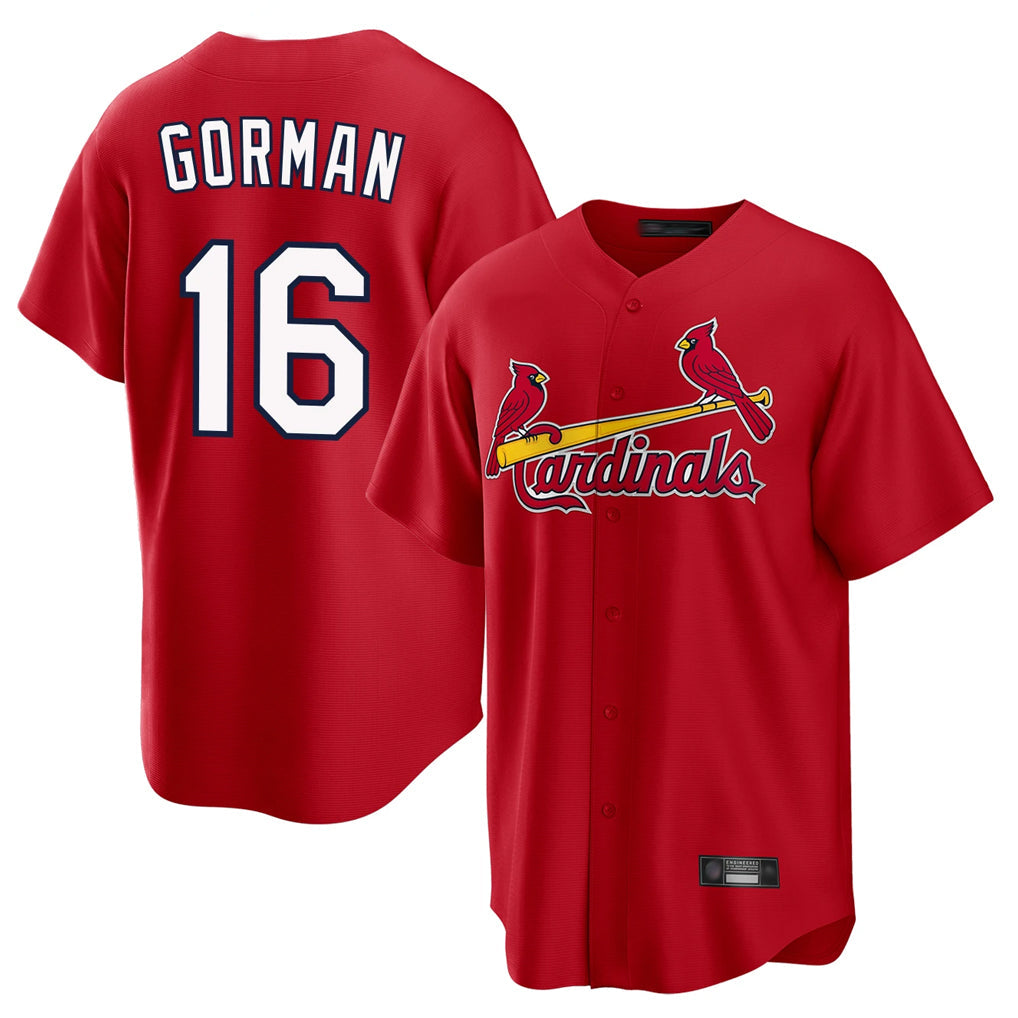 MATTH St. Louis Cardinals #16 Nolan Gorman Player Red Home Game Stitched Jerseys