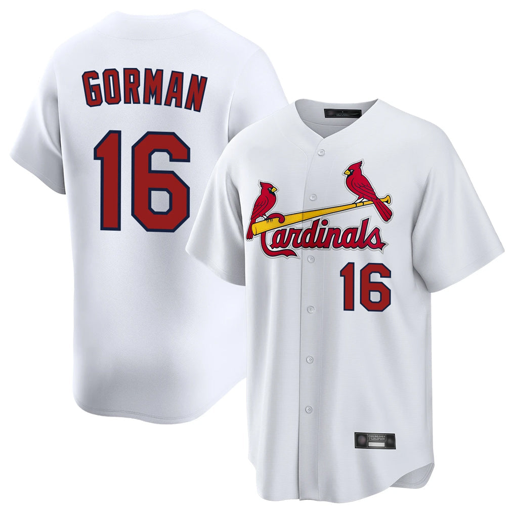 MATTH St. Louis Cardinals #16 Nolan Gorman Player White Home Game Stitched Jerseys