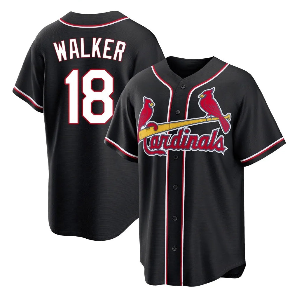 MATTH St. Louis Cardinals #18 Jordan Walker Player Black Carbon Fashio Game Stitched Jerseys