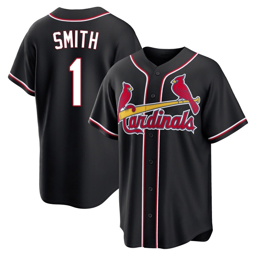 MATTH St. Louis Cardinals #1 Ozzie Smith Player Black Carbon Fashio Game Stitched Jerseys