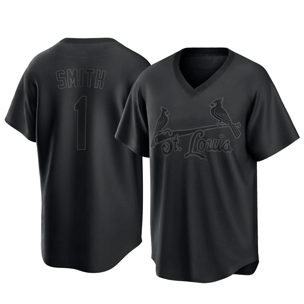 MATTH St. Louis Cardinals #1 Ozzie Smith Player Black City Connect T-shirt Stitched Jerseys