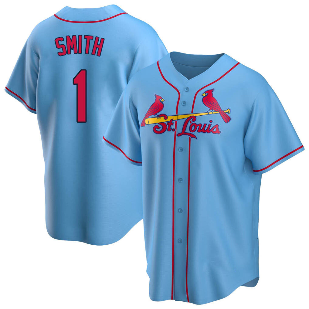 MATTH St. Louis Cardinals #1 Ozzie Smith Player Light Blue Home Game Stitched Jerseys