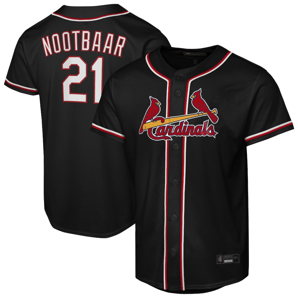 MATTH St. Louis Cardinals #21 Lars Nootbaar Player Black Carbon Fashio Game Stitched Jerseys