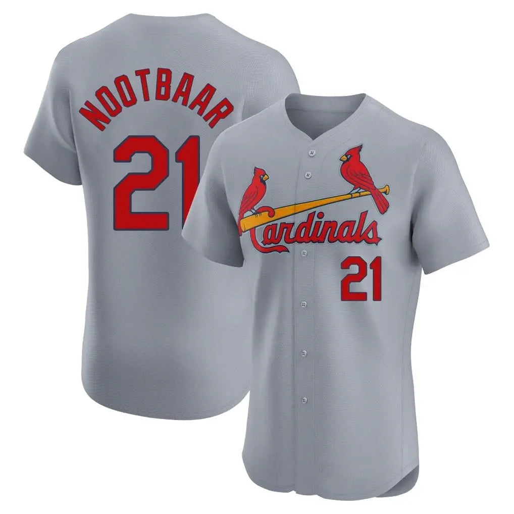 MATTH St. Louis Cardinals #21 Lars Nootbaar Player Gary Home Limited Elite Stitched Jerseys