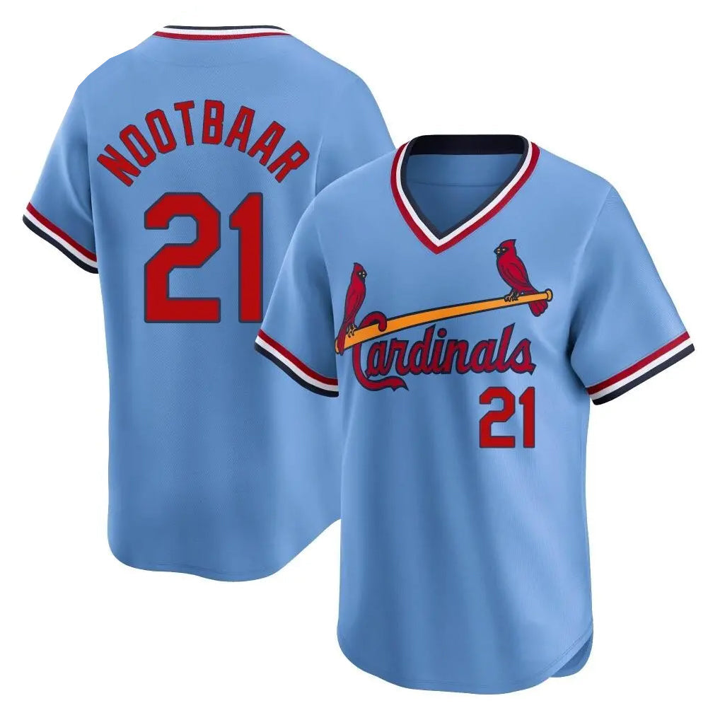 MATTH St. Louis Cardinals #21 Lars Nootbaar Player Light Blue City Connect Home T-shirt Stitched Jerseys