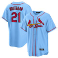 MATTH St. Louis Cardinals #21 Lars Nootbaar Player Light Blue Home Game Stitched Jerseys