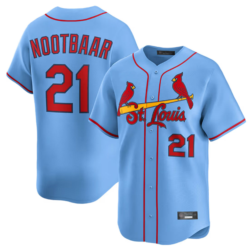 MATTH St. Louis Cardinals #21 Lars Nootbaar Player Light Blue Home Limited Stitched Jerseys