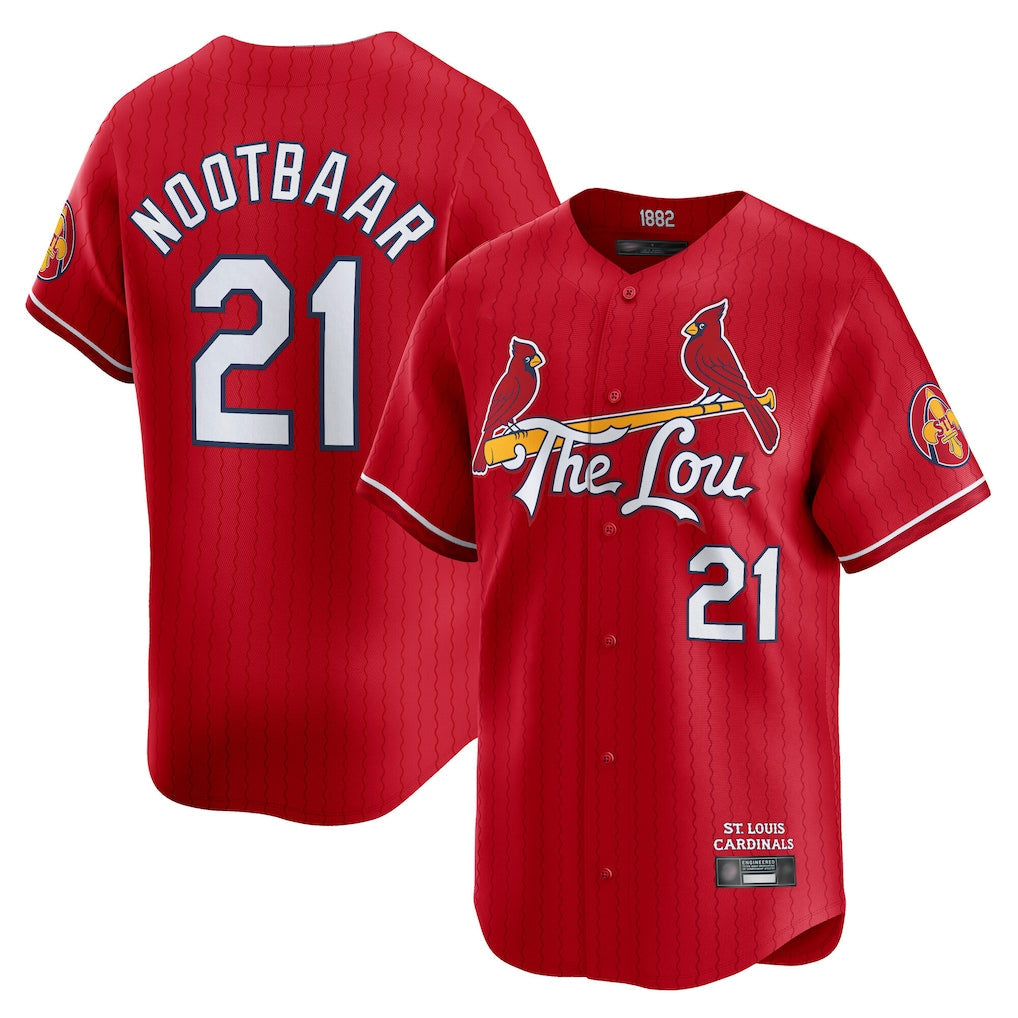 MATTH St. Louis Cardinals #21 Lars Nootbaar Player Red City Connect Limited Stitched Jerseys
