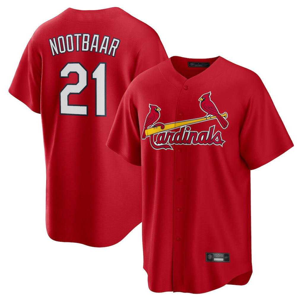 MATTH St. Louis Cardinals #21 Lars Nootbaar Player Red Home Game Stitched Jerseys