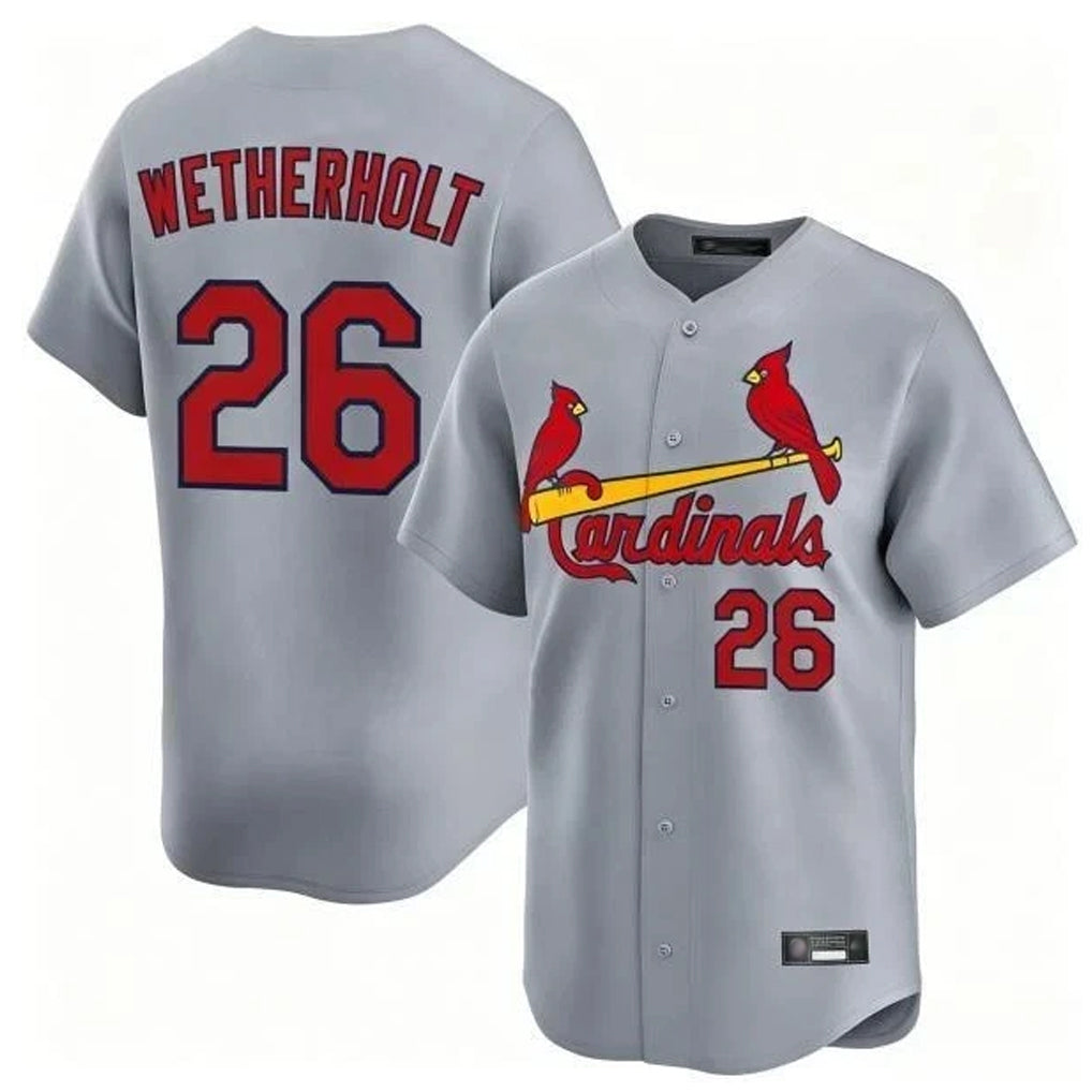 MATTH St. Louis Cardinals #26 JJ Wetherholt Player Gray Home Limited Stitched Jerseys