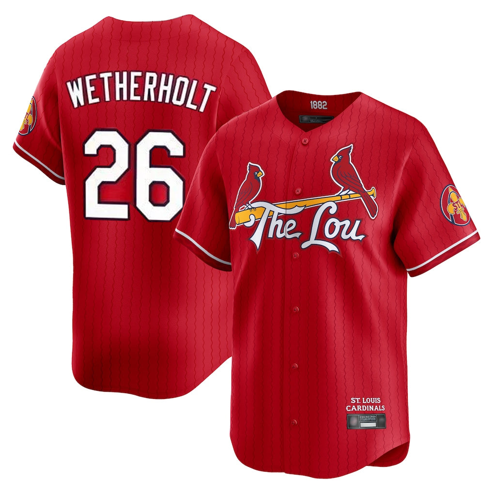 MATTH St. Louis Cardinals #26 JJ Wetherholt Player Red City Connect Limited Stitched Jerseys