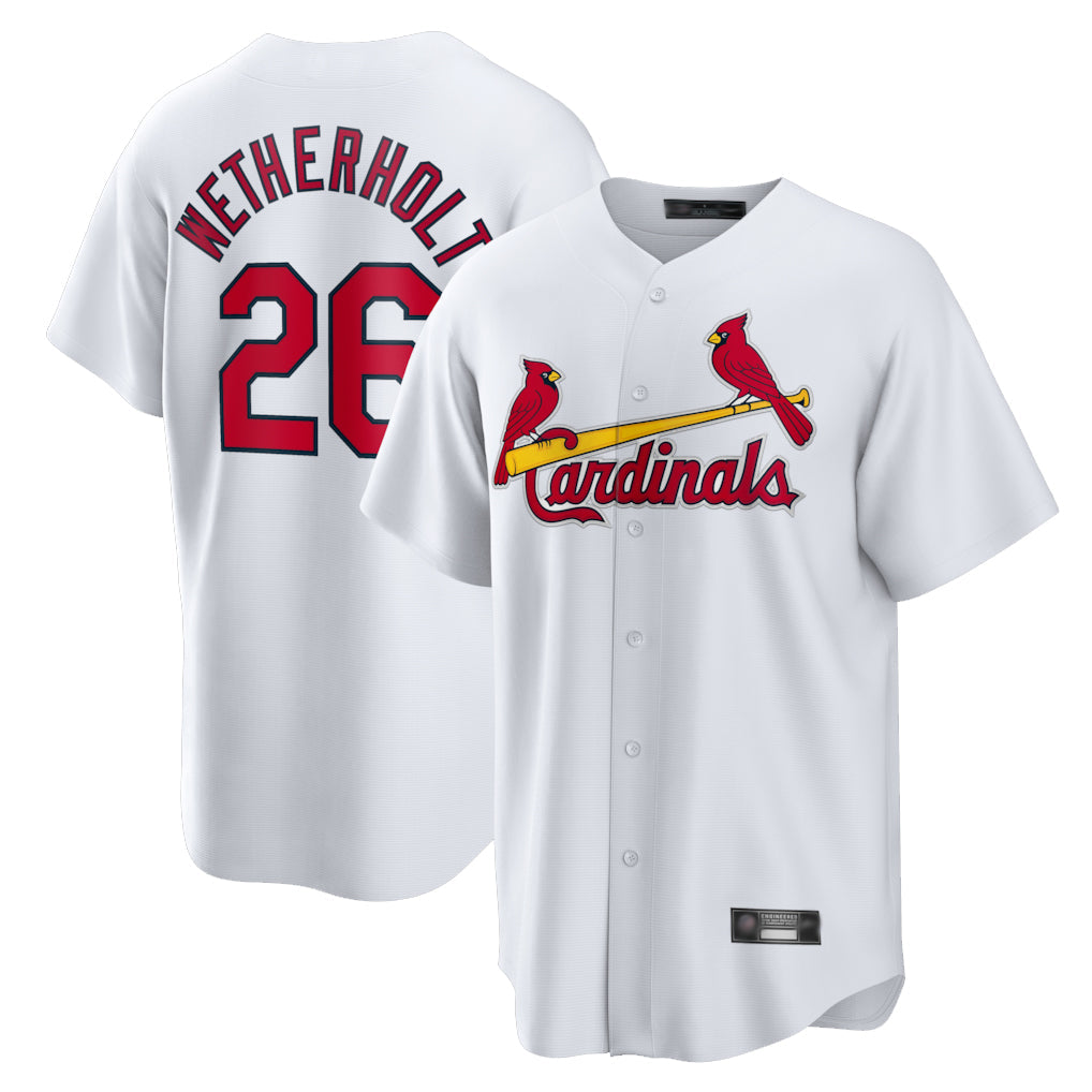 MATTH St. Louis Cardinals #26 JJ Wetherholt Player White Home Game Stitched Jerseys