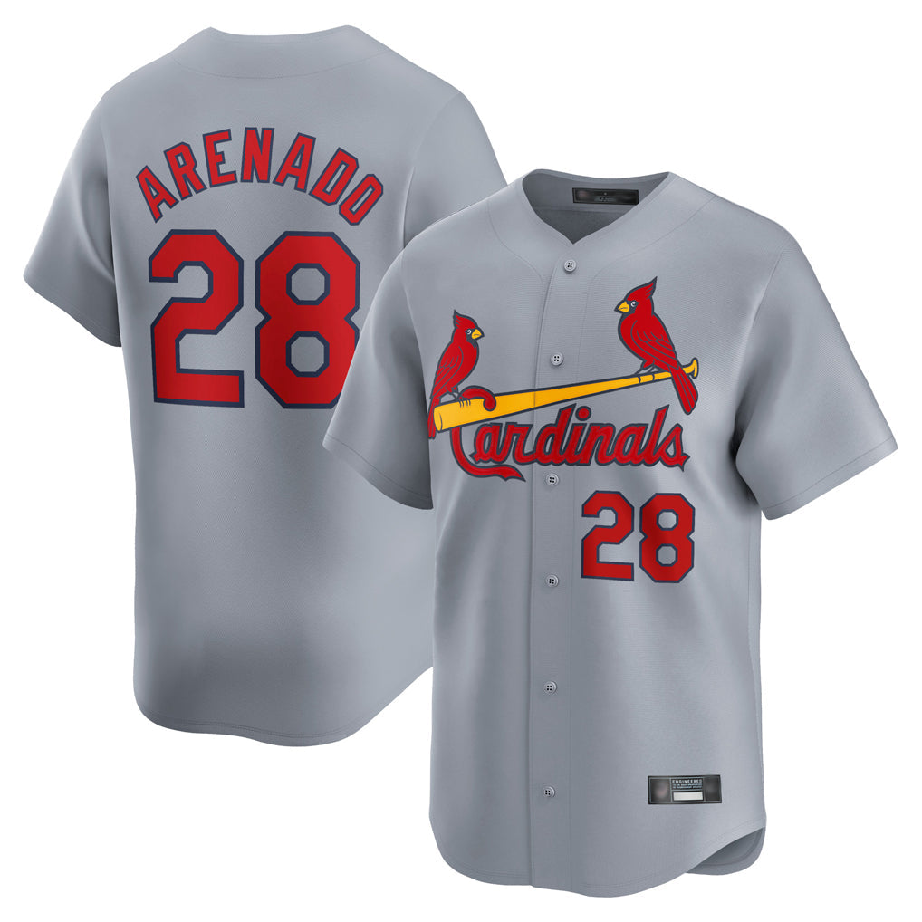MATTH St. Louis Cardinals #28 Nolan Arenado Player Gray Home Limited Stitched Jerseys