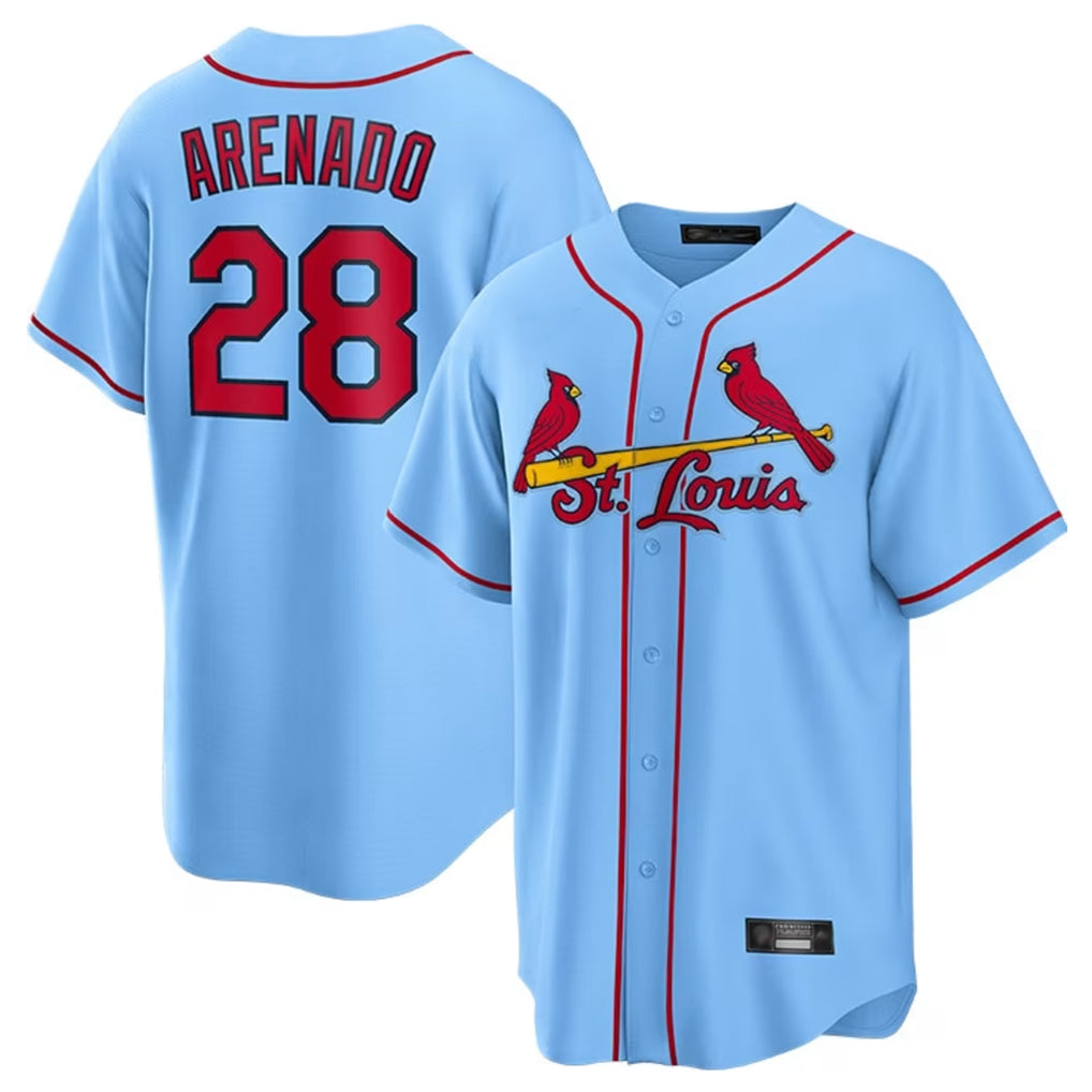 MATTH St. Louis Cardinals #28 Nolan Arenado Player Light Blue Home Game Stitched Jerseys