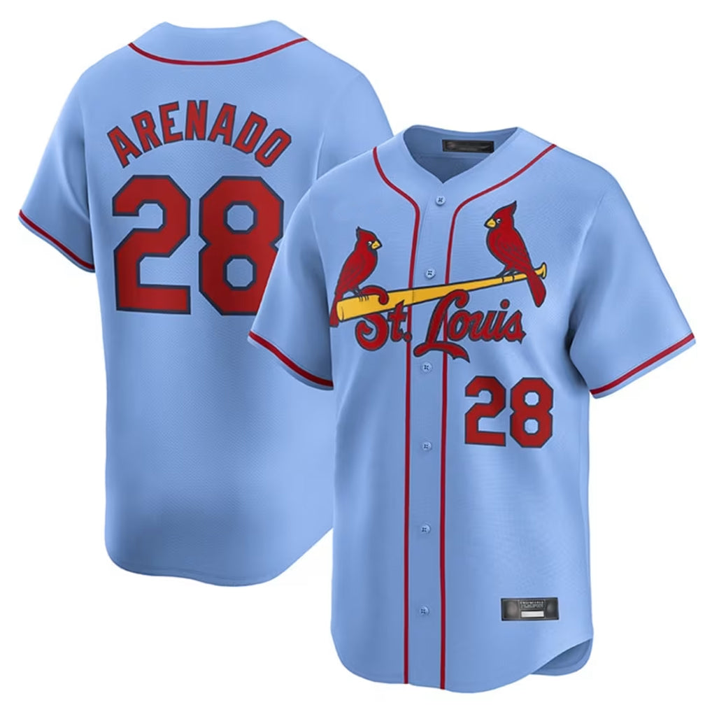 MATTH St. Louis Cardinals #28 Nolan Arenado Player Light Blue Home Limited Stitched Jerseys