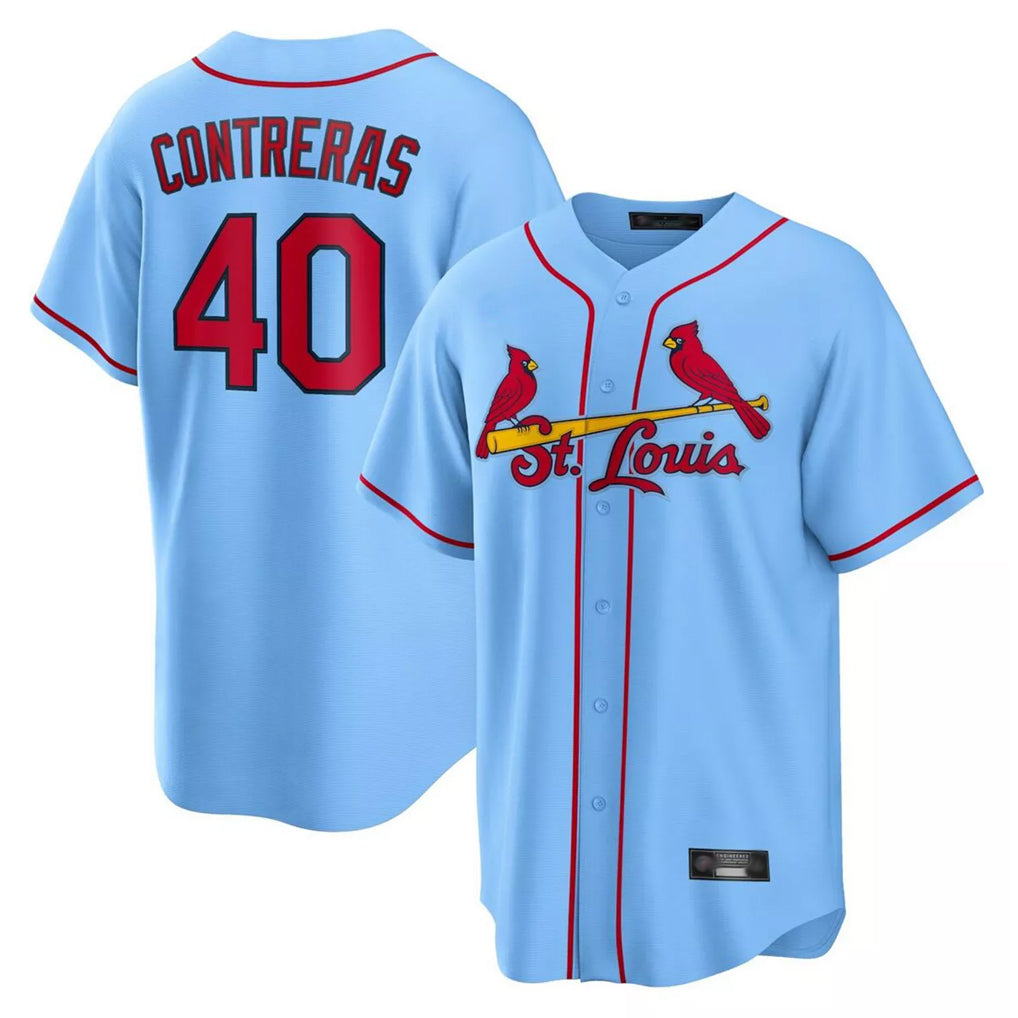 MATTH St. Louis Cardinals #40 Willson Contreras Player Light Blue Home Game Stitched Jerseys