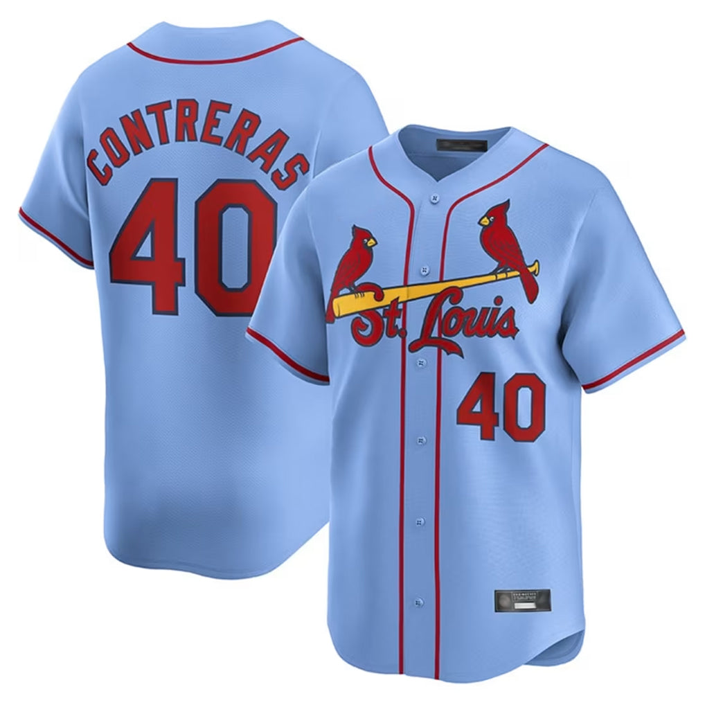 MATTH St. Louis Cardinals #40 Willson Contreras Player Light Blue Home Limited Stitched Jerseys