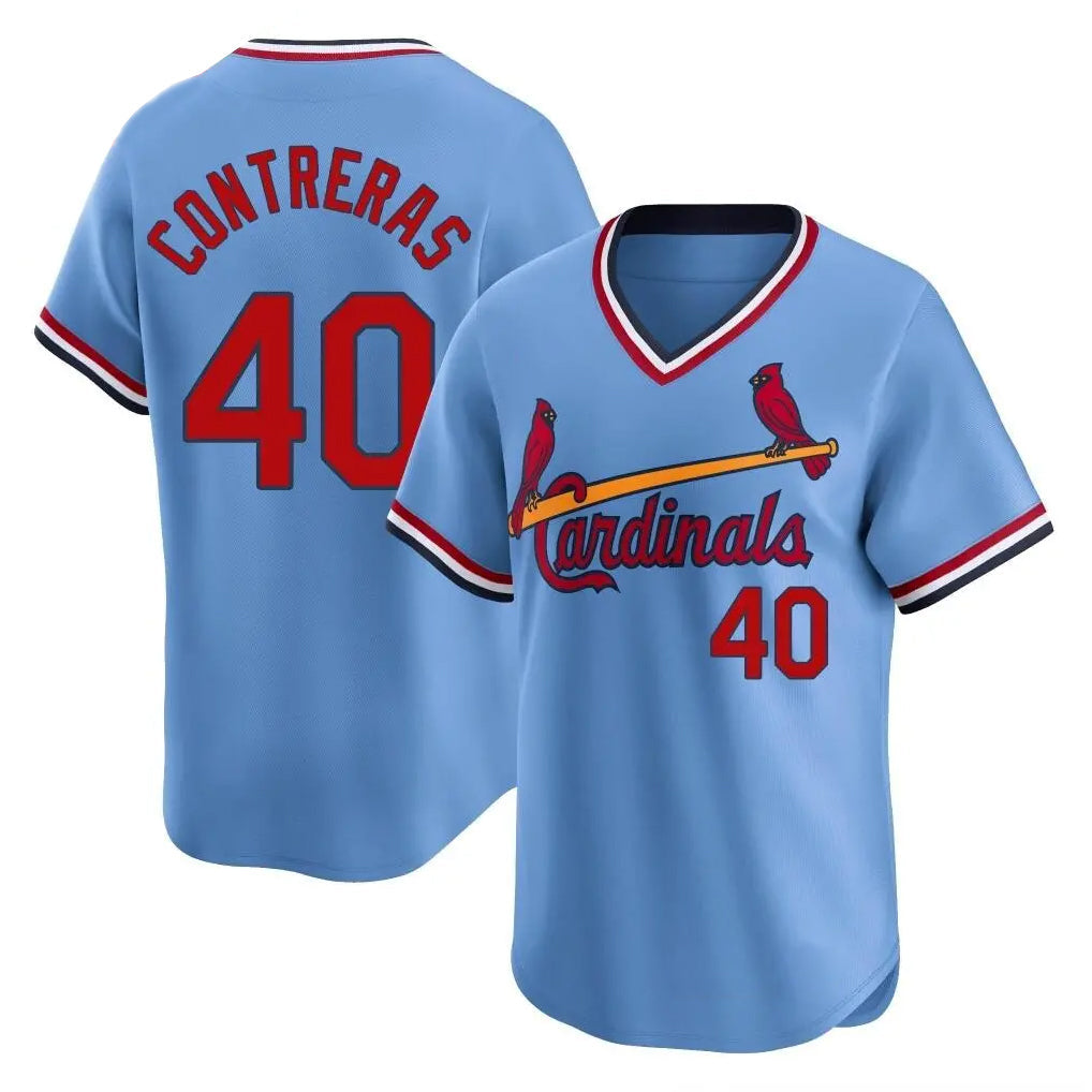 MATTH St. Louis Cardinals #40 Willson Contreras Player Light Blue Throwback Cooperstown Collection Limited Stitched Jerseys