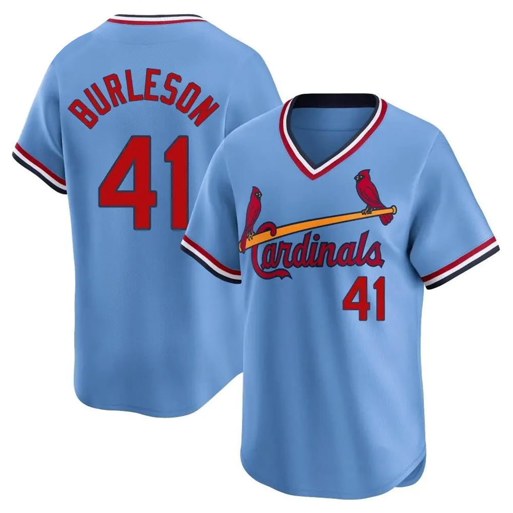 MATTH St. Louis Cardinals #41 Alec Burlesona Player Light Blue City Connect Home T-shirt Stitched Jerseys