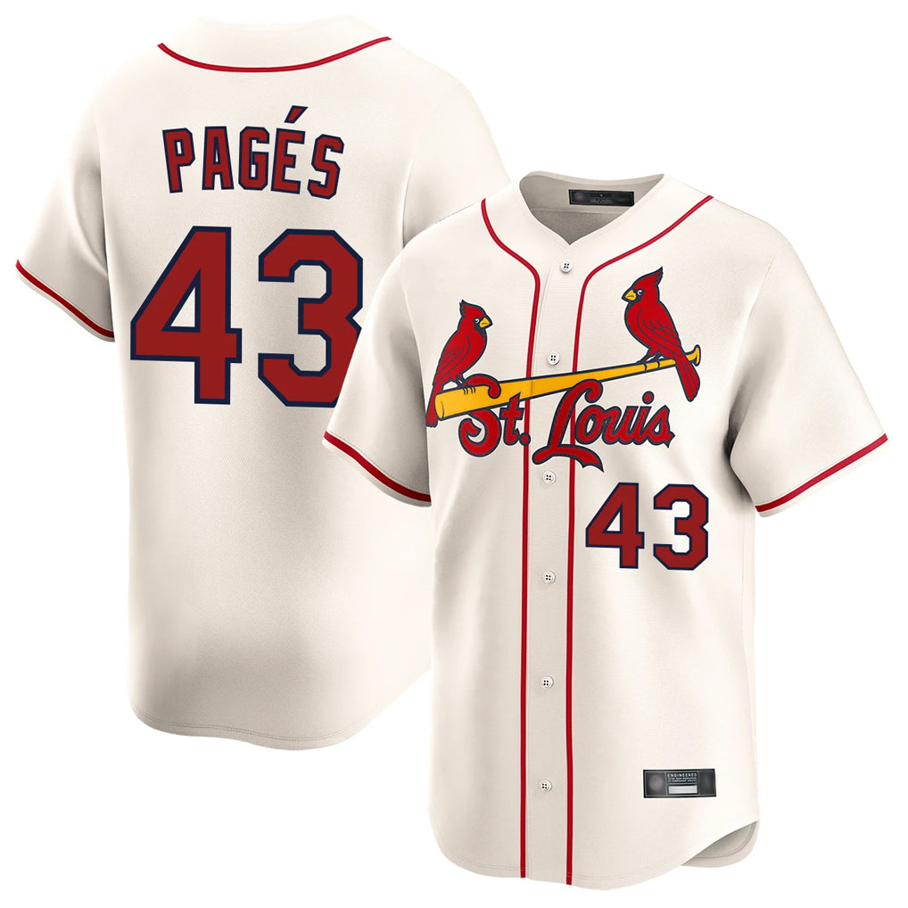 MATTH St. Louis Cardinals #43 Pedro Pages Player Cream Home Limited Stitched Jerseys