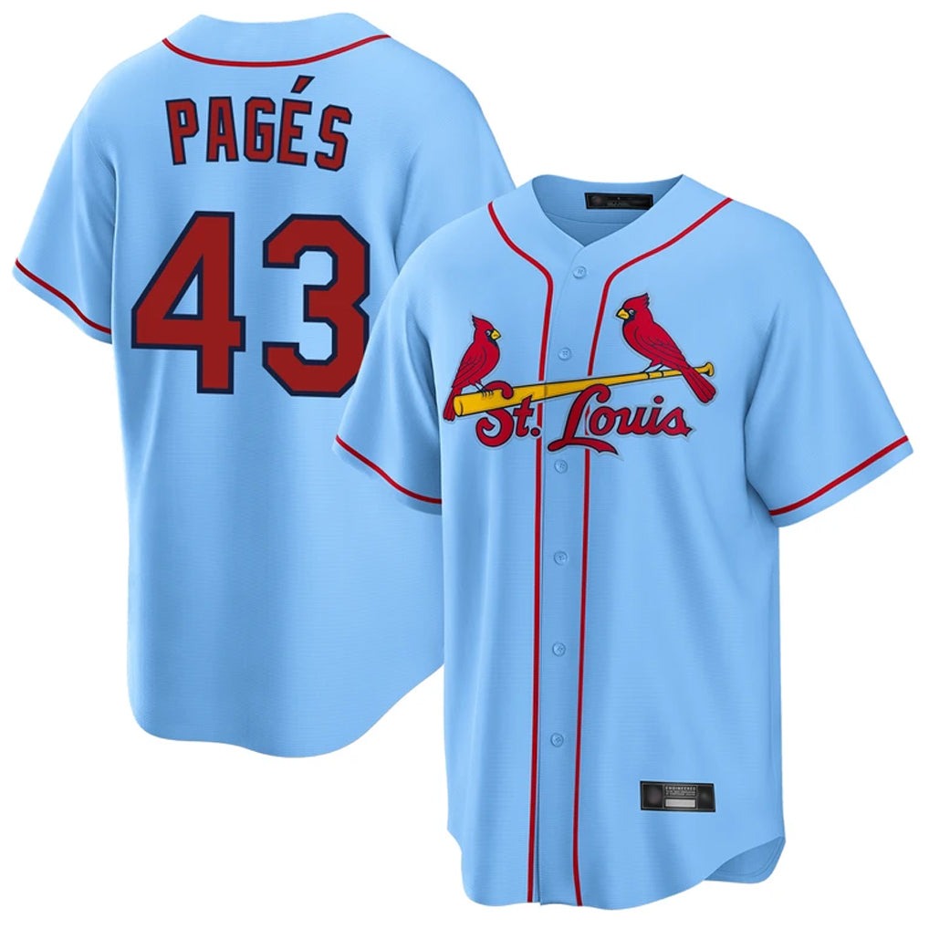 MATTH St. Louis Cardinals #43 Pedro Pages Player Light Blue Home Game Stitched Jerseys