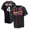 MATTH St. Louis Cardinals #4 Yadier Molina Player Black Carbon Fashio Game Stitched Jerseys