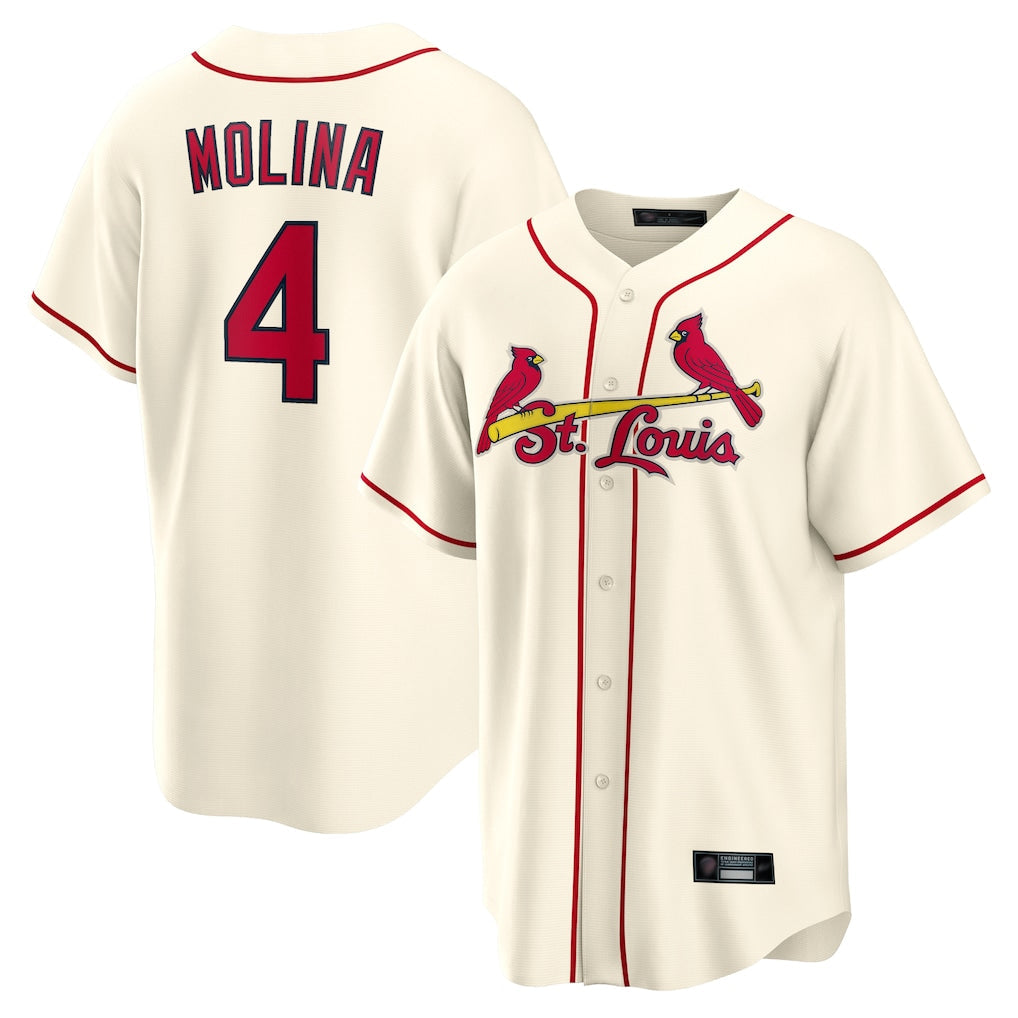 MATTH St. Louis Cardinals #4 Yadier Molina Player Cream Home Game Stitched Jerseys