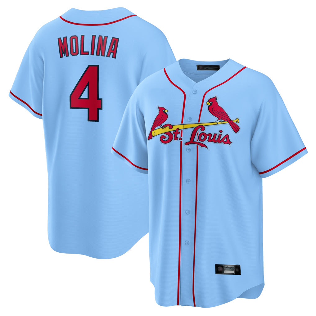 MATTH St. Louis Cardinals #4 Yadier Molina Player Light Blue Home Game Stitched Jerseys