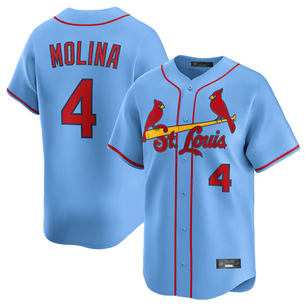 MATTH St. Louis Cardinals #4 Yadier Molina Player Light Blue Home Limited Stitched Jerseys