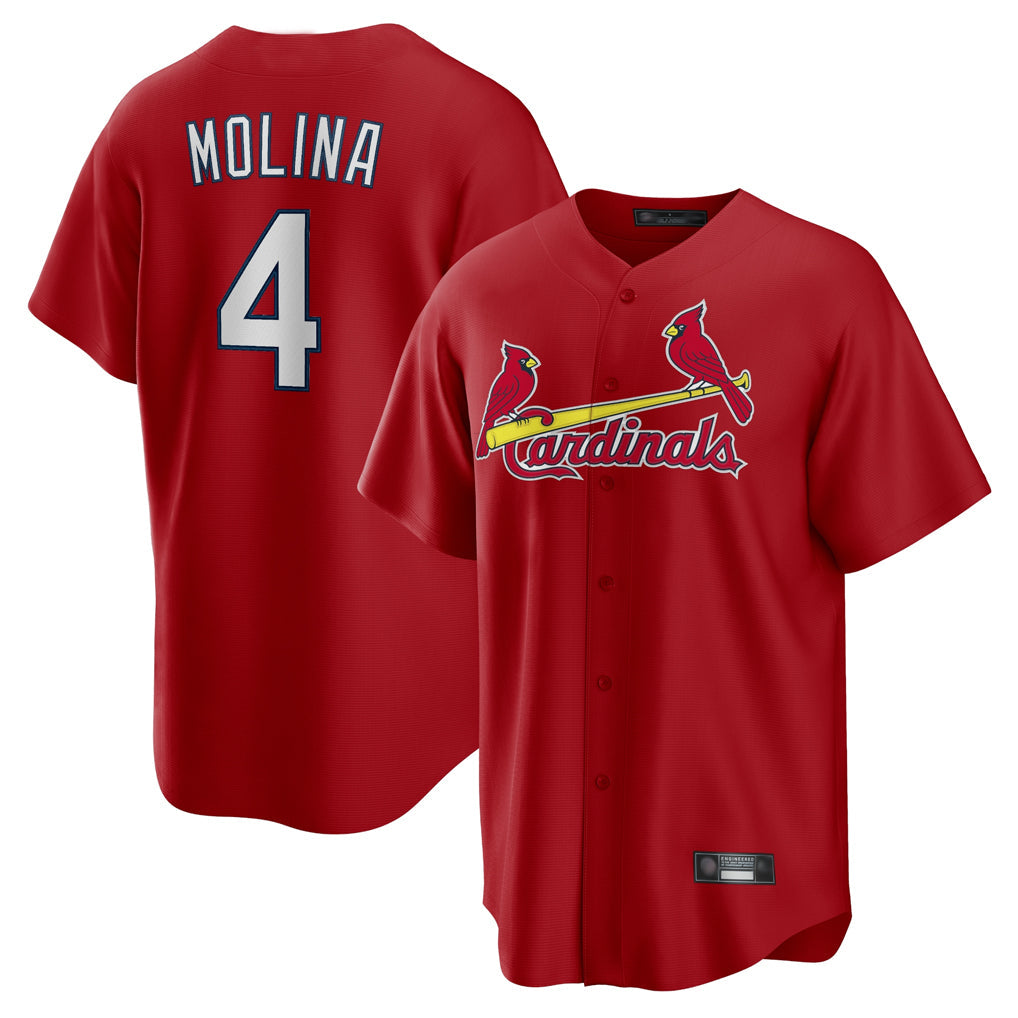 MATTH St. Louis Cardinals #4 Yadier Molina Player Red Home Game Stitched Jerseys