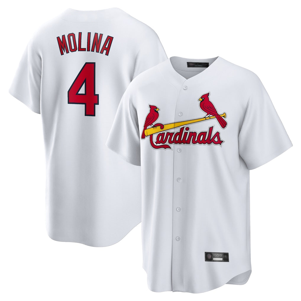 MATTH St. Louis Cardinals #4 Yadier Molina Player White Home Game Stitched Jerseys