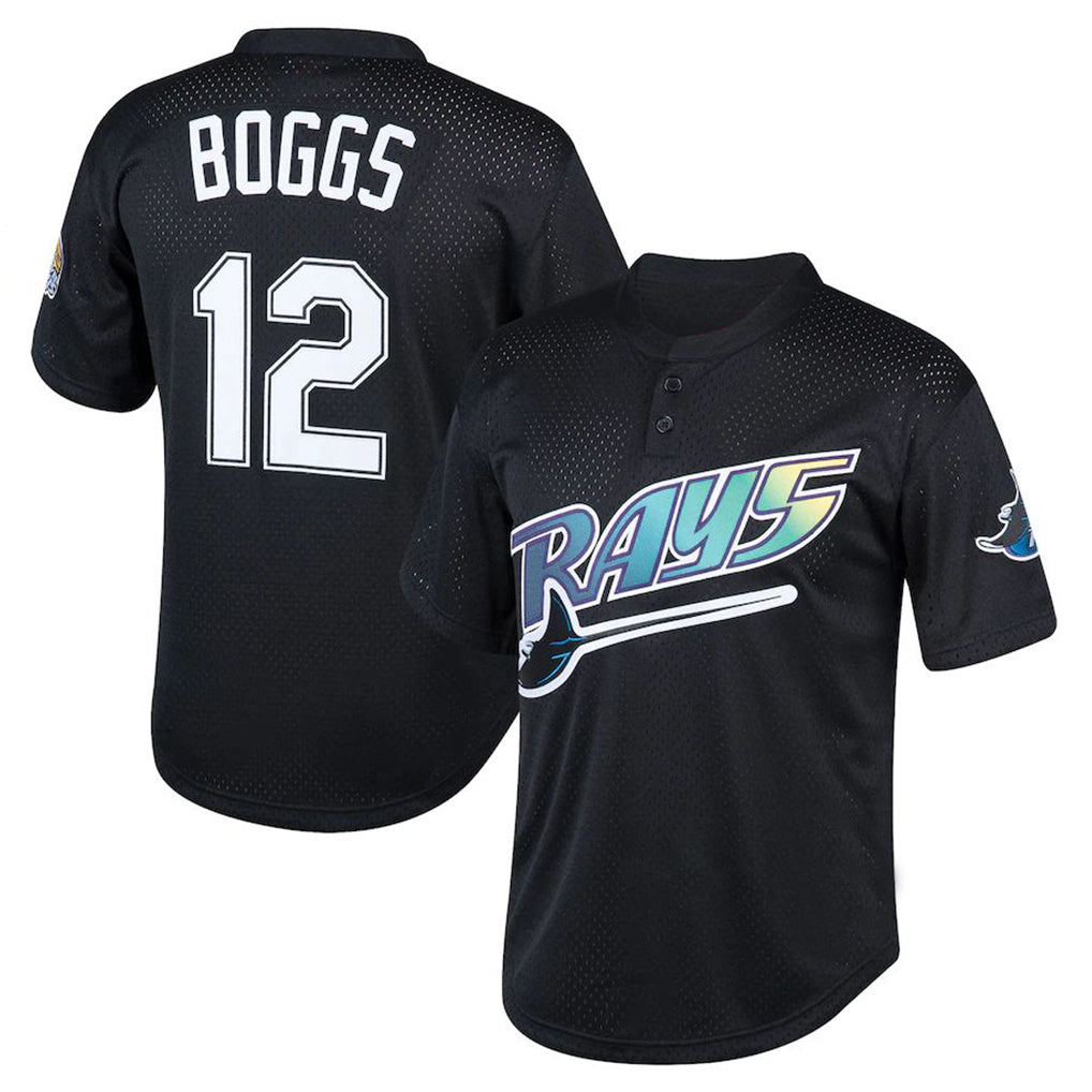MATTH TB.Rays #12 Wade Boggs Player Black Mitchell & Ness Cooperstown Collection Mesh Batting Practice Stitched Jerseys