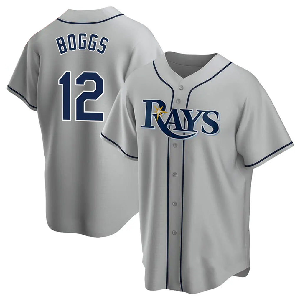 MATTH TB.Rays #12 Wade Boggs Player Gray Home Game Stitched Jerseys