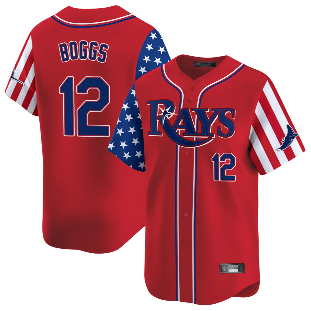 MATTH TB.Rays #12 Wade Boggs Player Red 2025 Independence Day Vapor Premier Limited Stitched Jerseys