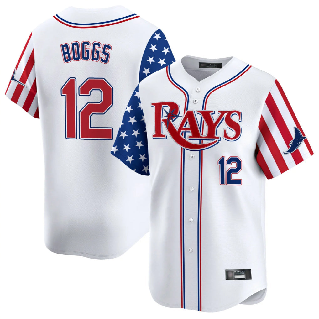 MATTH TB.Rays #12 Wade Boggs Player White 2025 Independence Day Vapor Premier Limited Stitched Jerseys