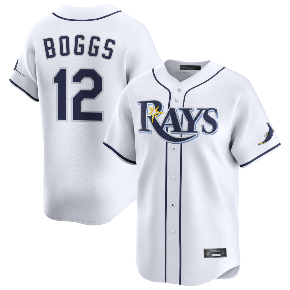 MATTH TB.Rays #12 Wade Boggs Player White Home Limited Stitched Jerseys