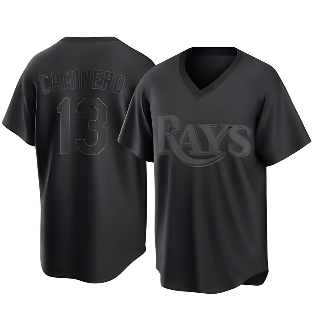 MATTH TB.Rays #13 Junior Caminero Player Black Home Game Stitched Jerseys