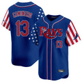 MATTH TB.Rays #13 Junior Caminero Player Royal 2025 Independence Day Vapor Premier Limited Stitched Jerseys